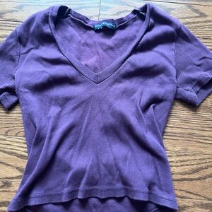 Brandy Melville purple V neck crop top tee💜